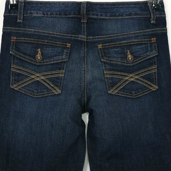Tommy Hilfiger Freedom Boot Bootcut Jeans Flap Pockets Dark 6 Short‎ - Picture 5 of 9